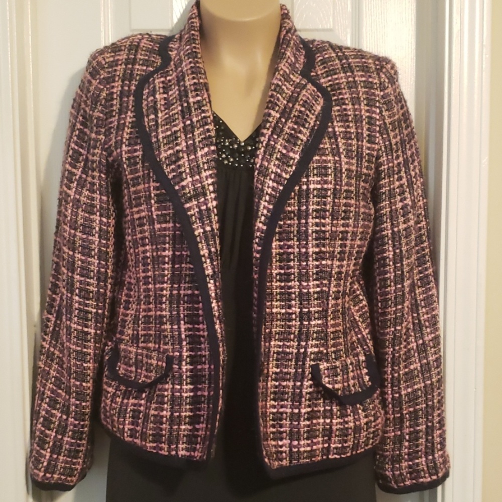 Navy n pink tweed blazer